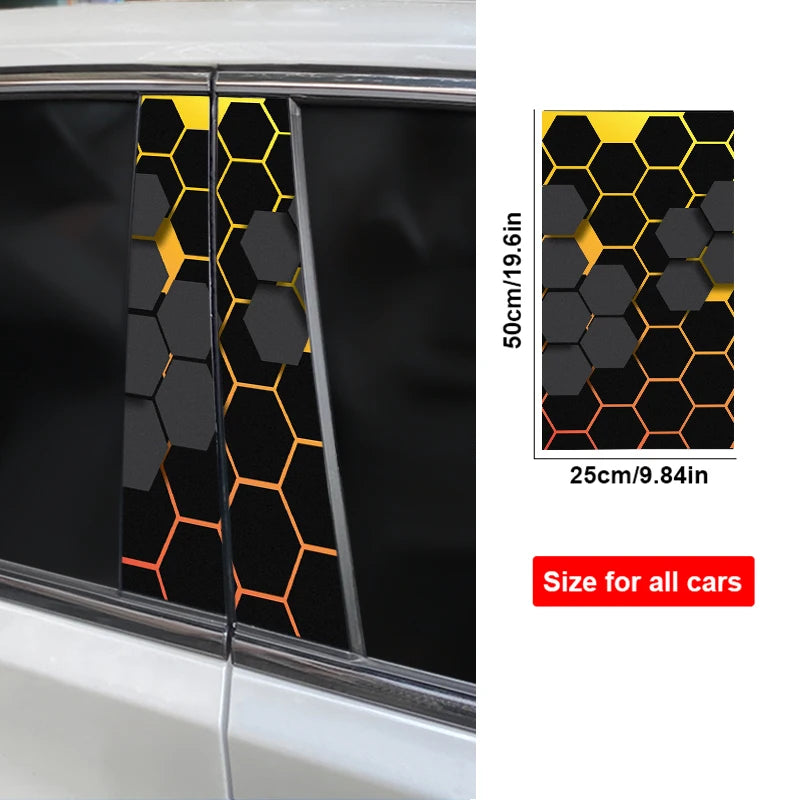 2PCS Polygon Image Decal Door Pillar Sticker Vinyl B