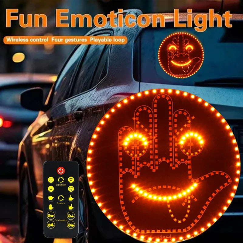 1PC Expression Fun Gesture Rear Windshield Display Sign Round