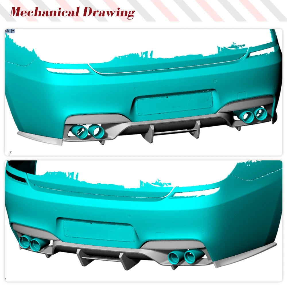 For BMW 6 Series F06 F12 Gloss Black Rear Bumper Diffuser