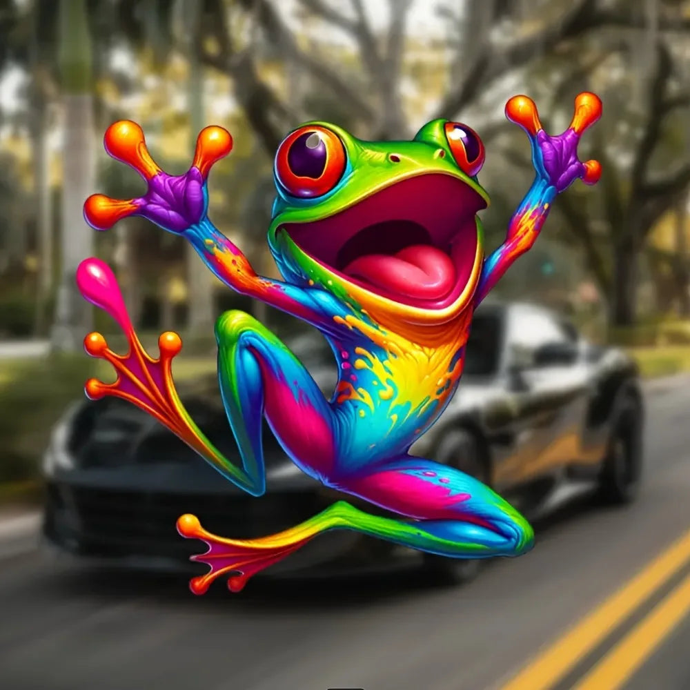 Colorful Cartoon Frog Vinyl Sticker scratch-resistant Durable
