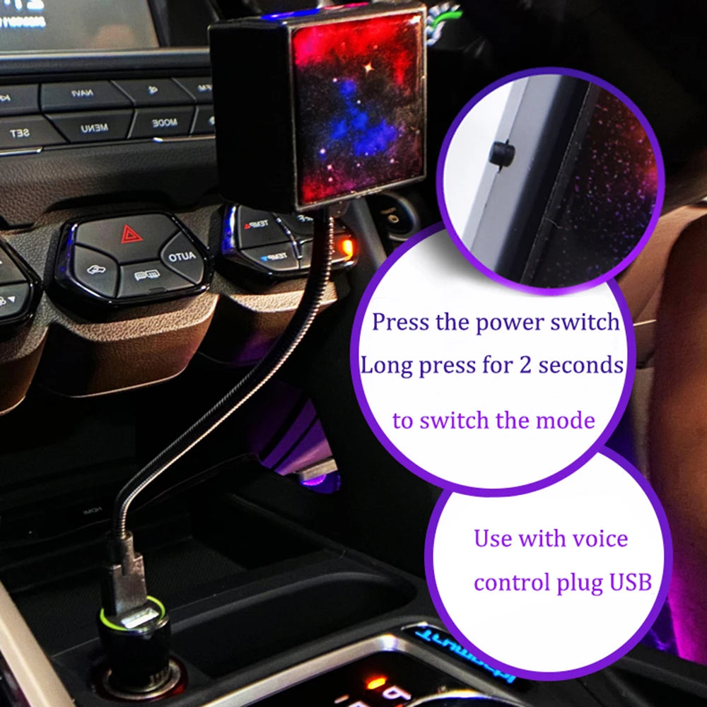 Dynamic Autorotation Dual Color USB Roof Star Interior Starry