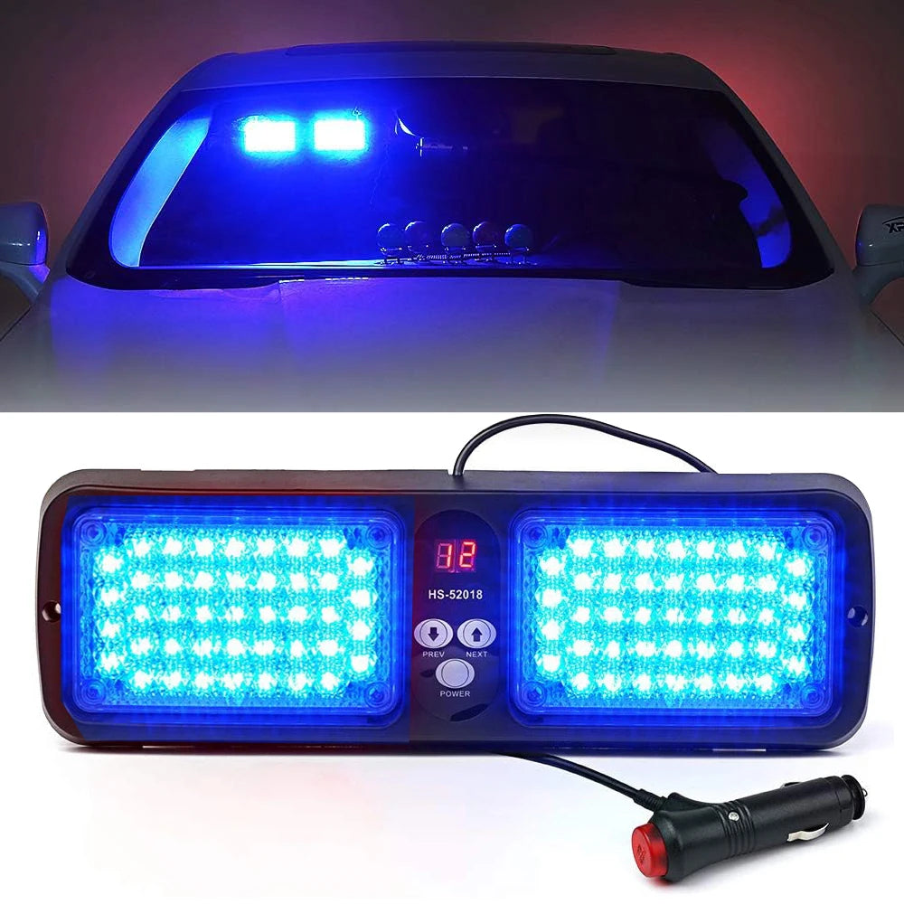 Red Blue Visor Strobe Flashing Interior Windshield Sunshield