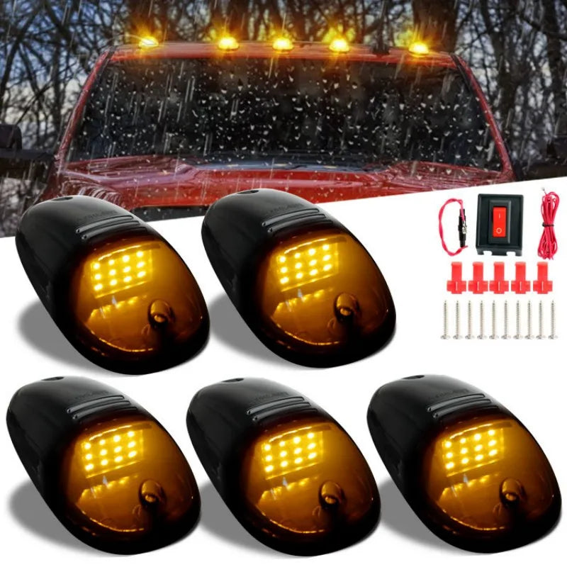 5PCS Cab Roof Marker Running Black Smoked Lens Bulbs