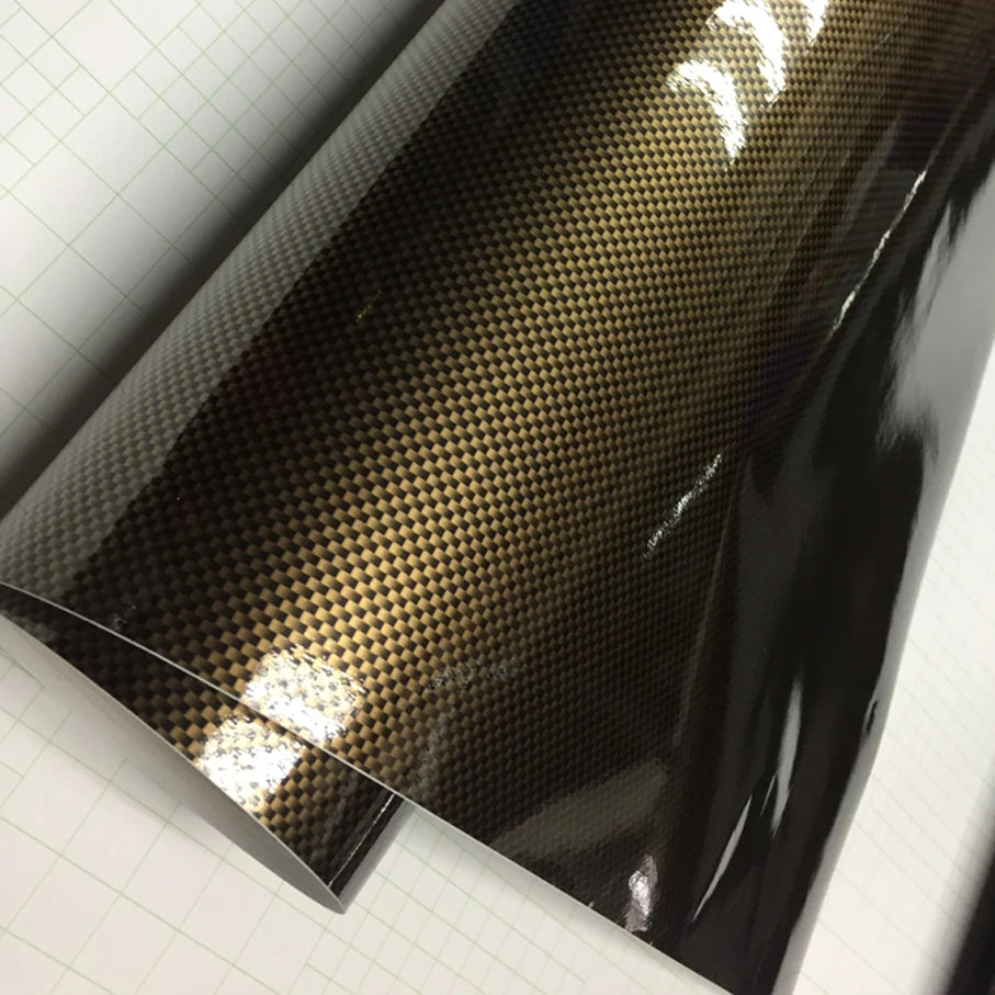 58x152cm Gold Square 2D Sticker Carbon Fiber Film Vinyl