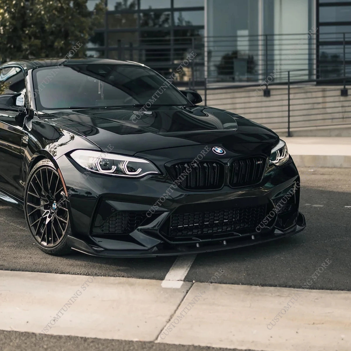 For BMW F87 M2 M2CS 2016-2021 Gloss Black 3D Front Bumper Lip