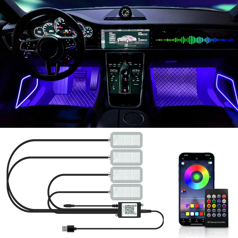 Neon Interior Ambient Foot Strip Kit Backlight Remote APP