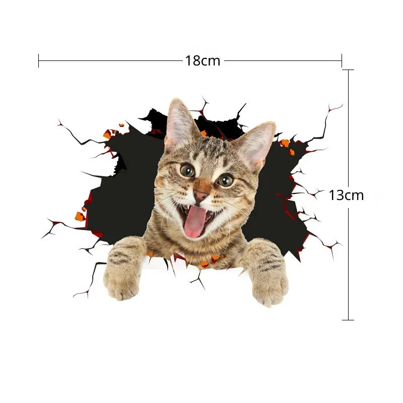 3D Simulation Cute Cats Peeking Peering Creative Funny Vinyl