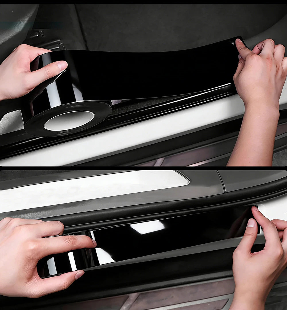 10CM 10M Glossy Black Sticker Paste Protective Strips Door