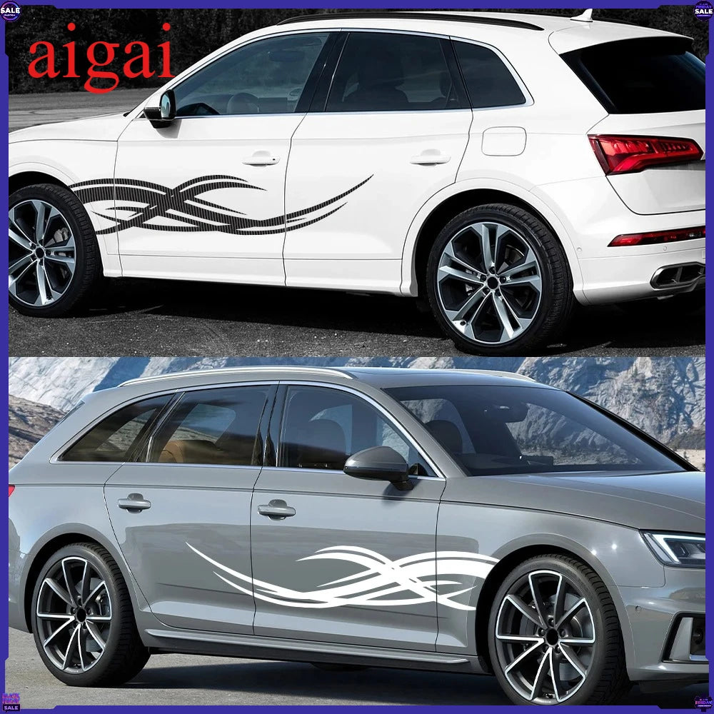 2PCS Body Side Stripes Stickers Waterproof Vinyl Decal SUV