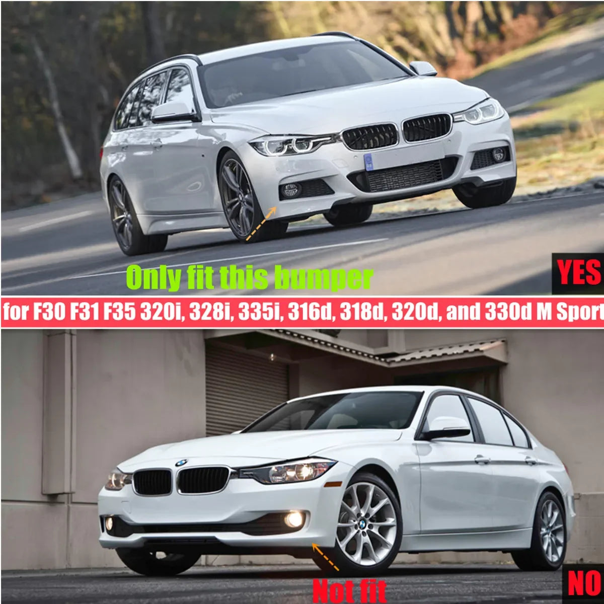 For BMW F30 F31 F35 M Front Bumper Lip Body Kit Sport 320I 325I