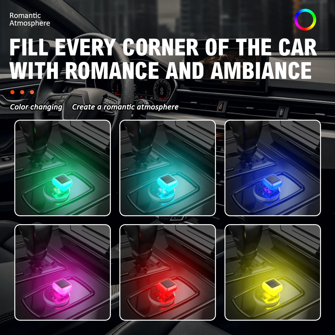 USB Ambient Lighting Square Portable Bedside plug-and-play