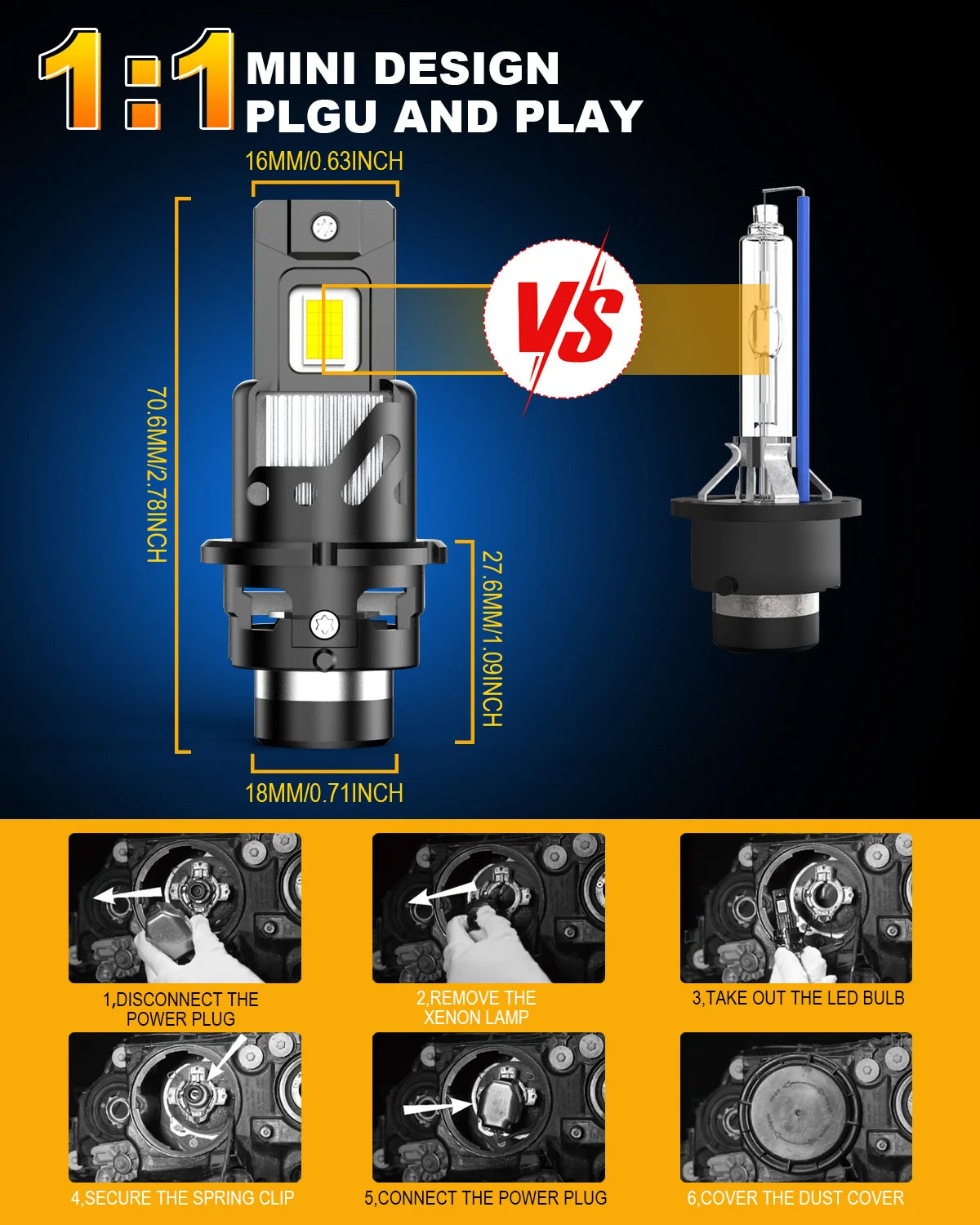 Katur 2PCS D2S D4S Headlight Bulb Super Bright Hid