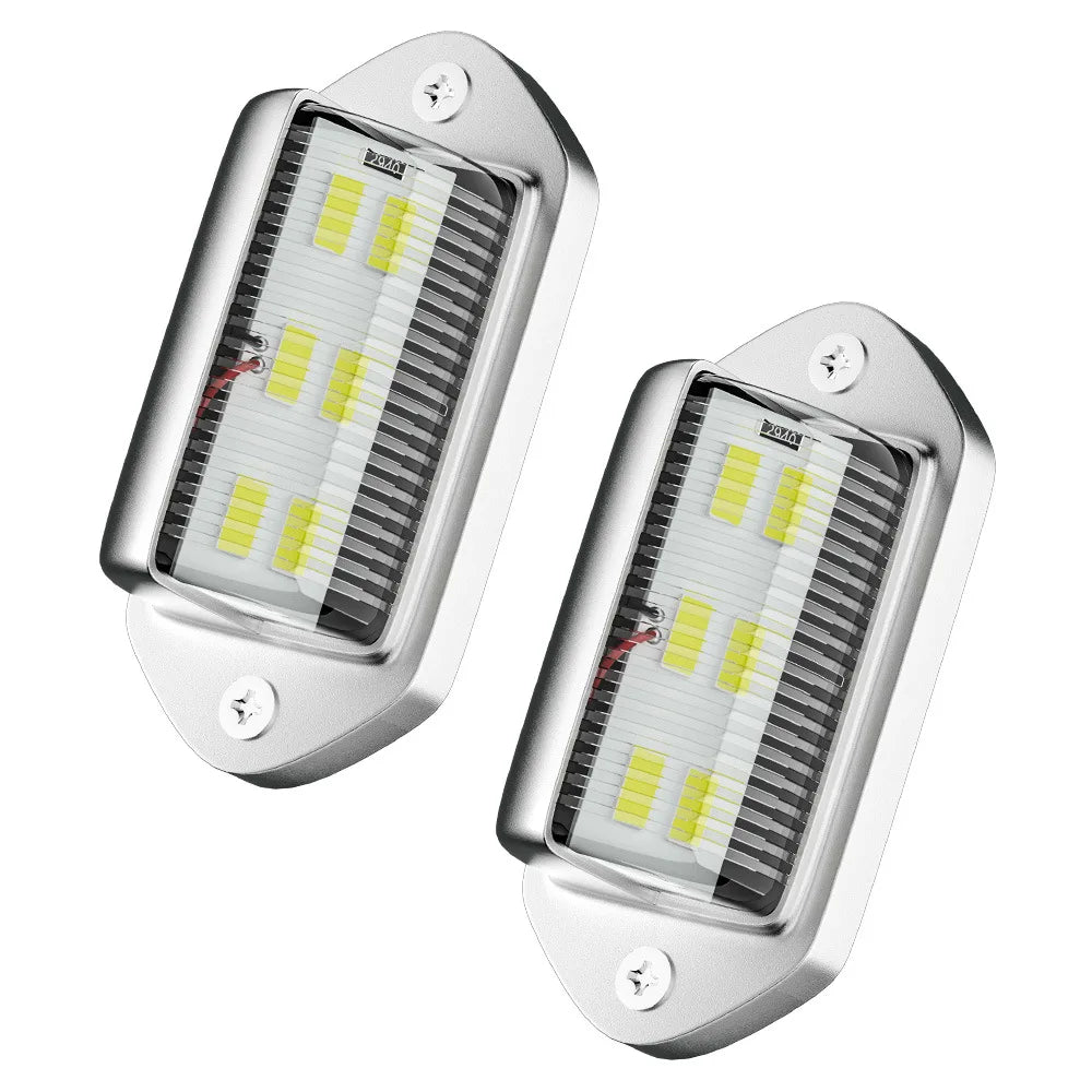 2PCS 6LED License Plate 12-24v Side Marker 6500K White