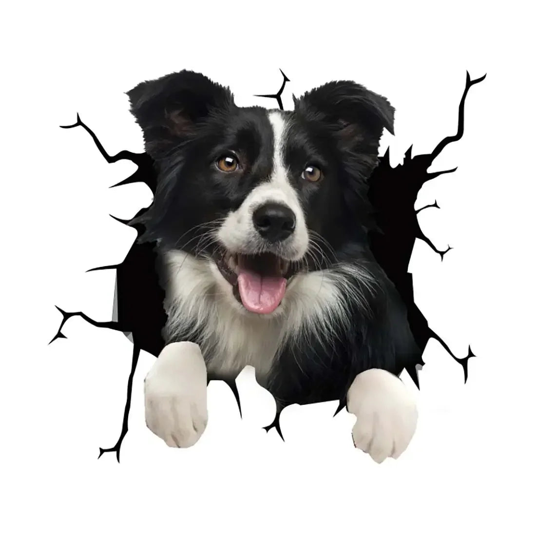 Stickers Motorcycle Puppy Broken Window 3D Simulation French