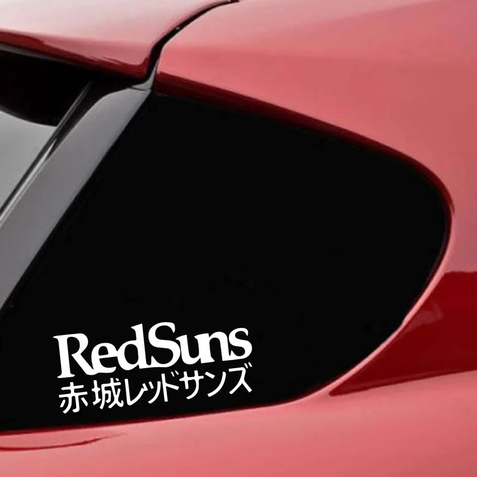 Japanese Words Red Suns Initial Sticker Fashion Waterproof Jdm