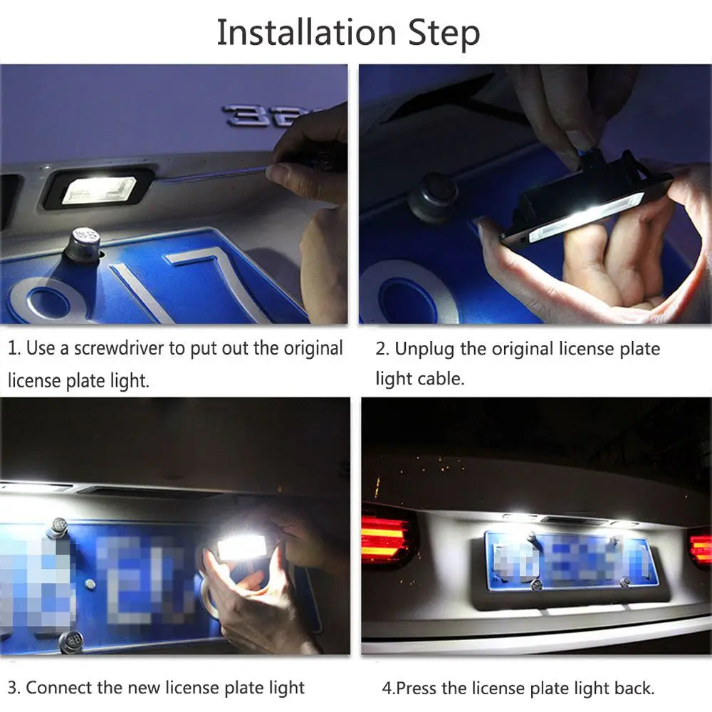 For Audi A4 S4 B6 B7 White Error License Plate Bulbs A3 8P S3 A6