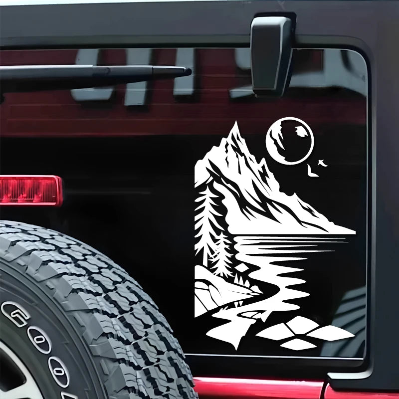 Mountain River Moon Nature Decal Waterproof Vinyl Window Bumper