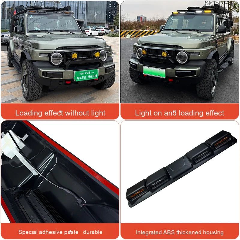 For Icar Icarur V23 2024 2025 ABS Roof Searchlight Spoiler
