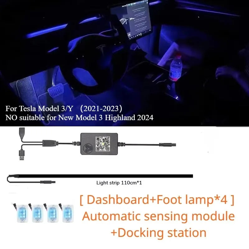 For Tesla Model 3 Y Instrument Panel Ambient Wireless Charging