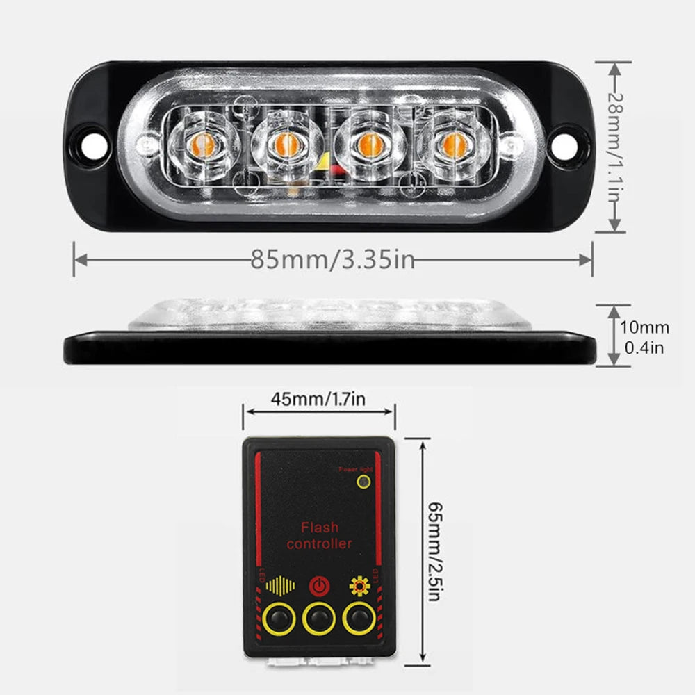 Amber Grille In Flash Bar Truck Motorcycle Emergency Trailer