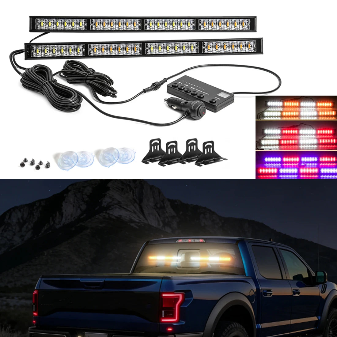 Upgraded In Strobe Traffic Bar Windshield Safety Warning Flashing