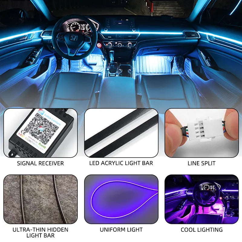 Rbg Color Ambient Interior Acrylic Strip Guide Fiber Optic