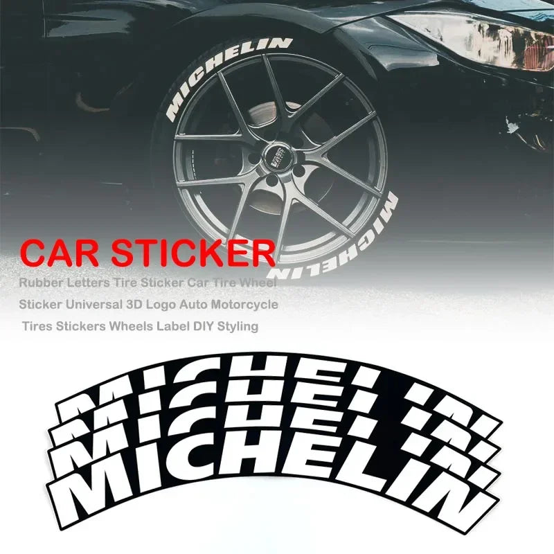 3D Rubber Custom Tyre Letterings Sticker 0.75 Inch Height