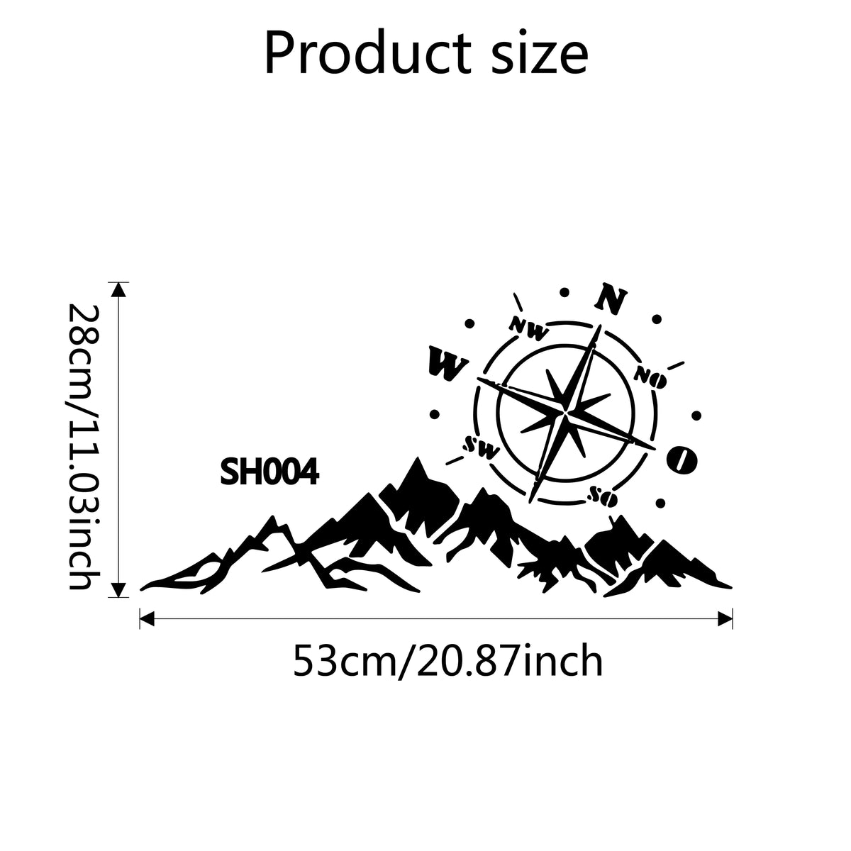 Compass Sticker SUV off-road Rv Camper Reflective Mountain Decals
