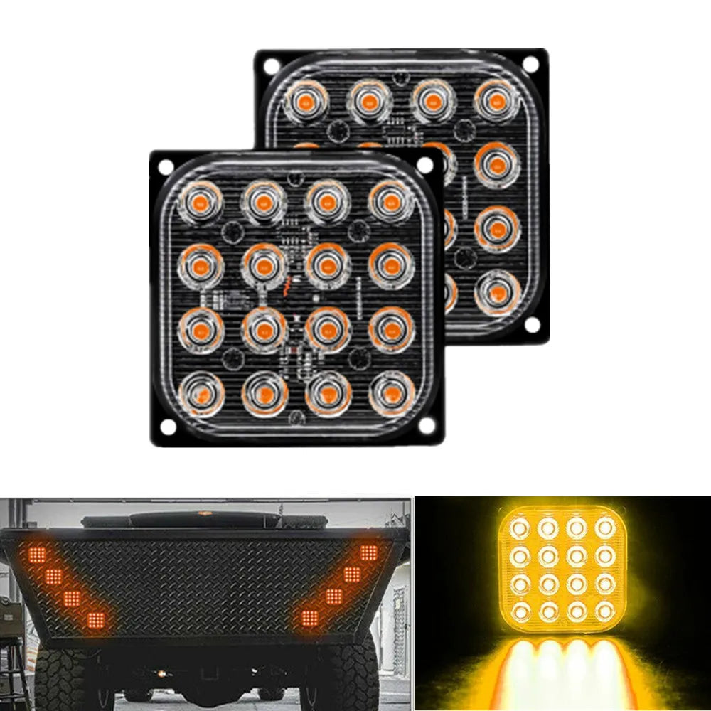 2X 16LED Truck Strobe Warning Flashing Emergency Breakdown Beacon