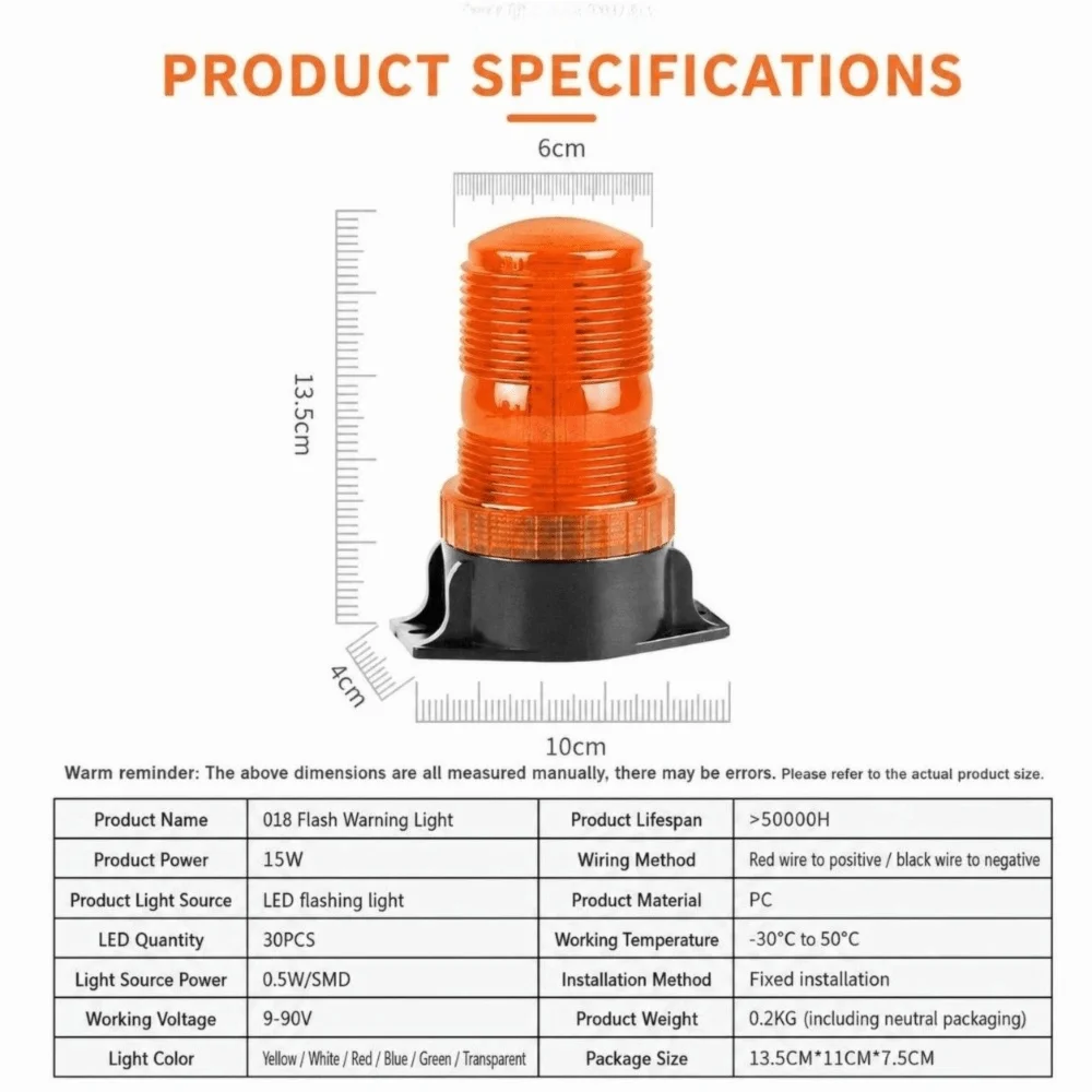 9-90v Warning Mount Strobe Water Block Shock Resist Emergency