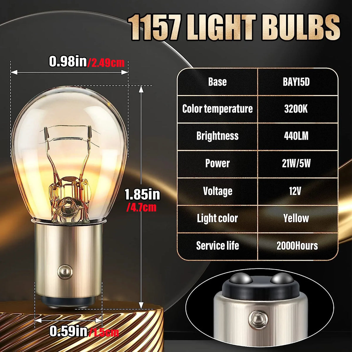 For Marker Tail Running Parking 10PCS 12V 1157 Bulb Brake Bulbs