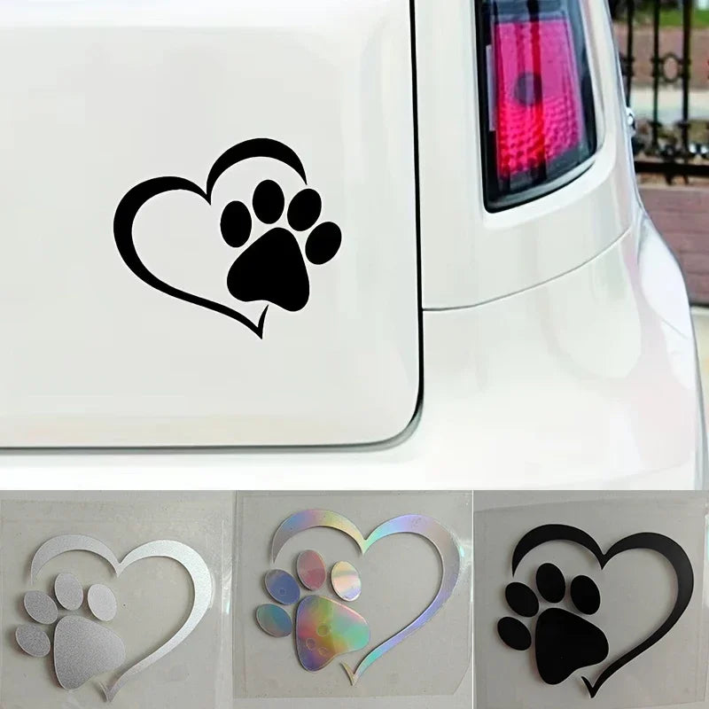 1PC Heart Dog Cat Paw Print Pet Window Bumper
