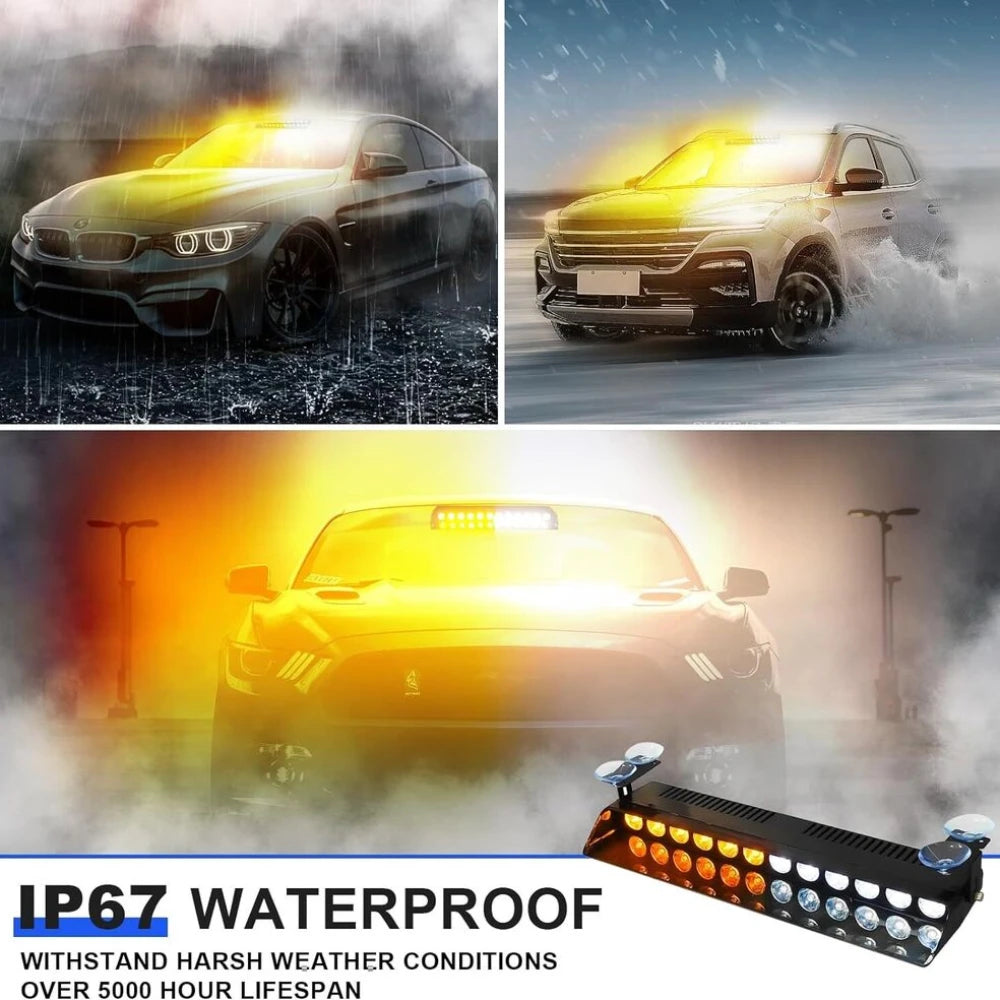 Emergency Strobe Windshield Warning 12-led Interior Dashboard
