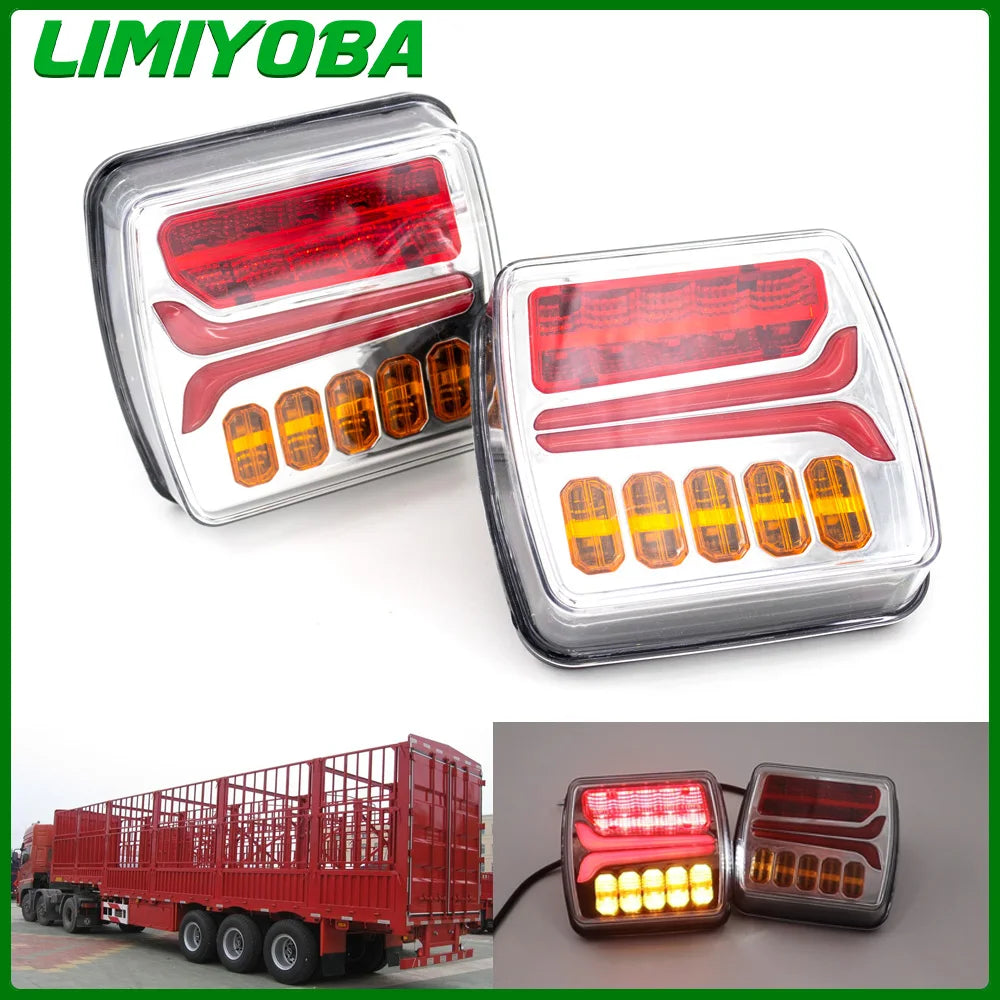 For Trailer Bus Pickup Rear Left 2PCS 12v-24v 4inch Square Tail