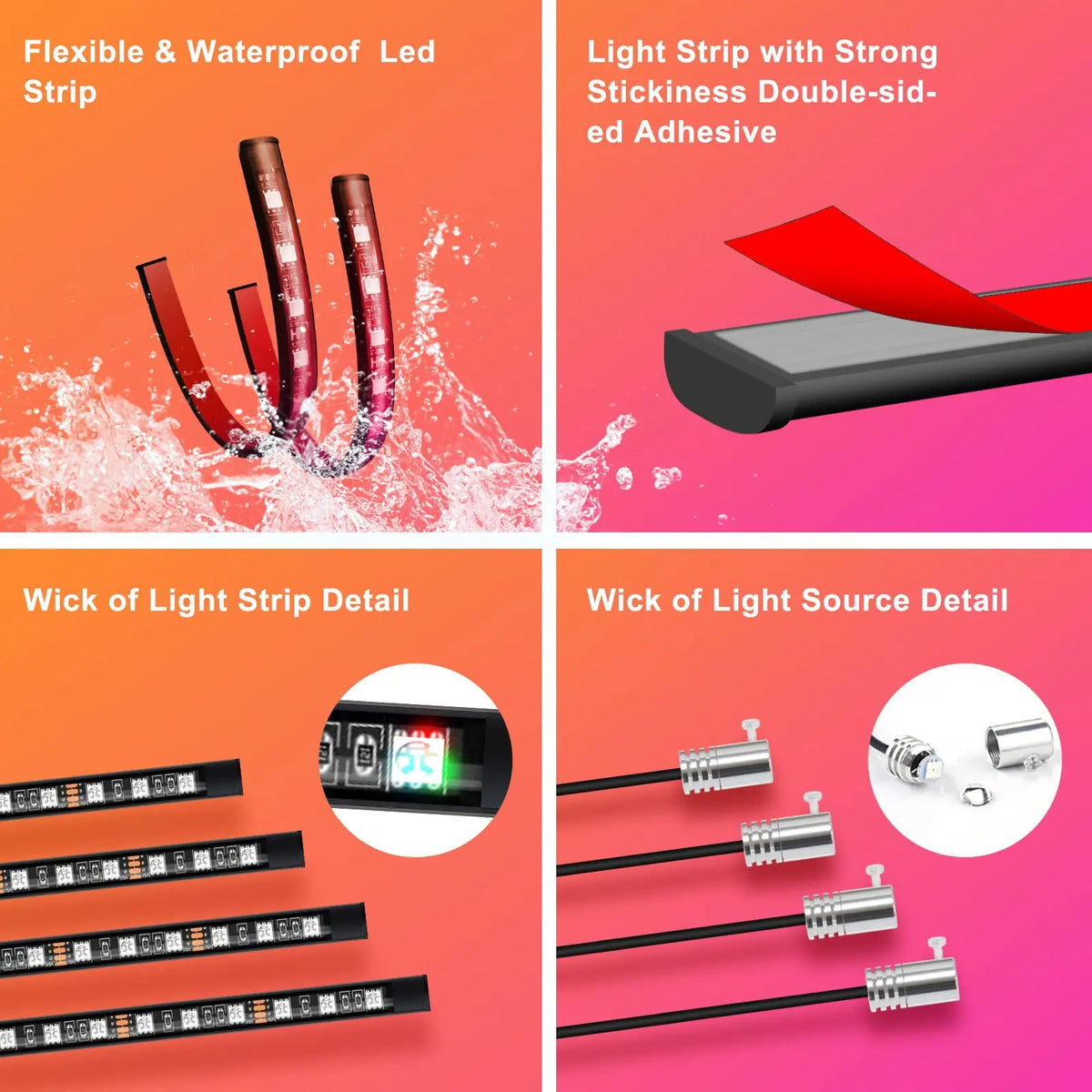 Neon Interior Ambient Fiber Optic Kit Wireless APP Control