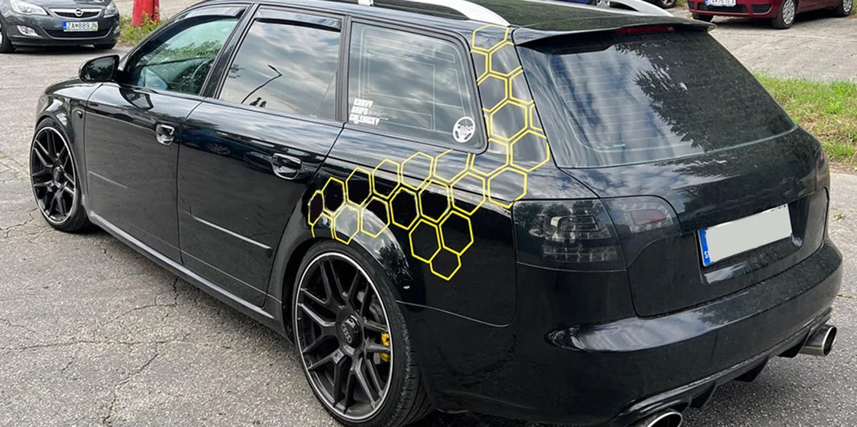 Honeycomb Pattern Waist Line Decal Modification Body Lace Sticker