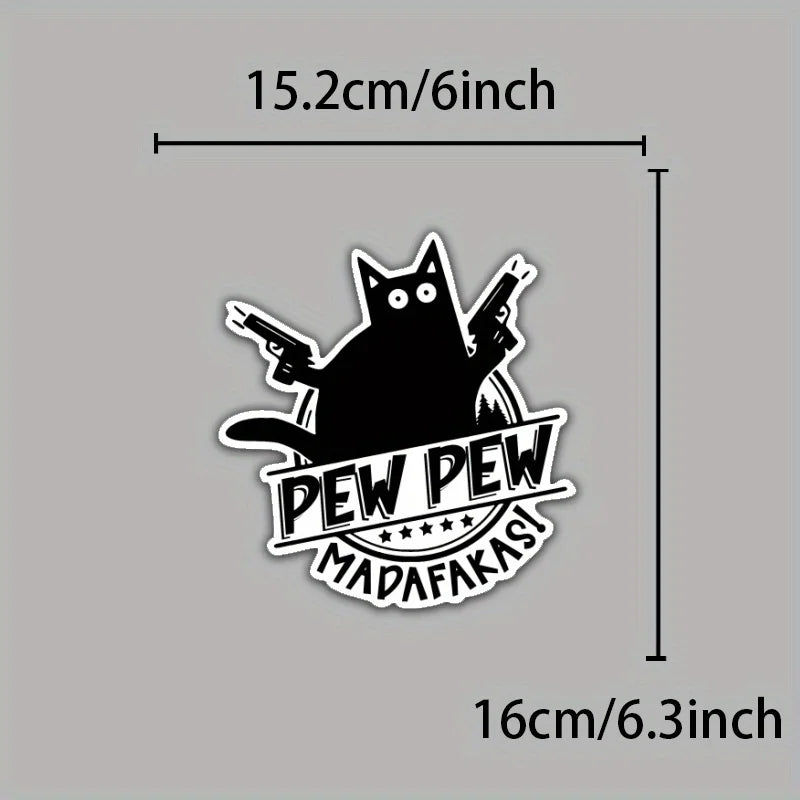 For Laptop Water Bottle Phone Pew Madafakas Cat Guns Vinyl