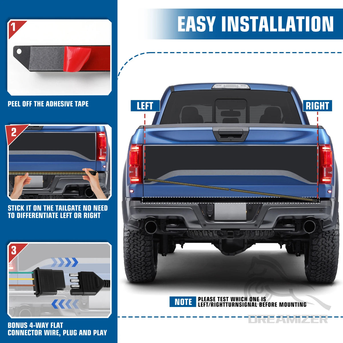 Tailgate Strip Bar Brake Turn Signal Tail Backup Running
