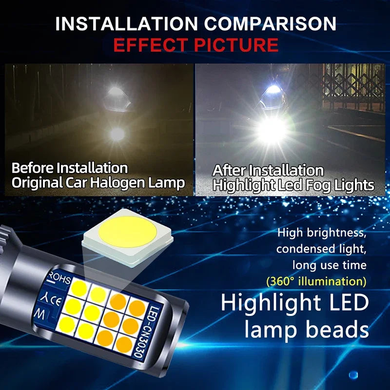 2PCS H8 H11 Fog Dual Color HB4 HB3 3030
