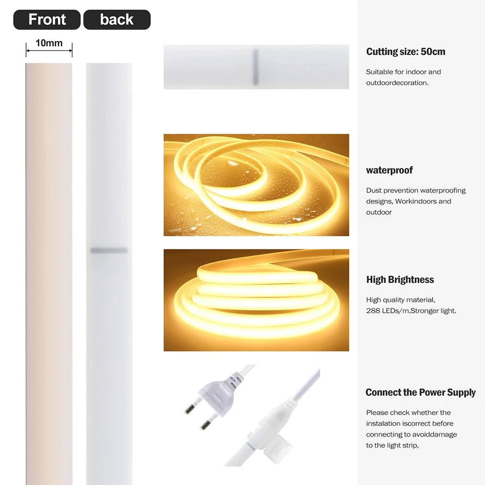 220V Dimmable Cob Neon Strip Dimmer Switch Plug Kit