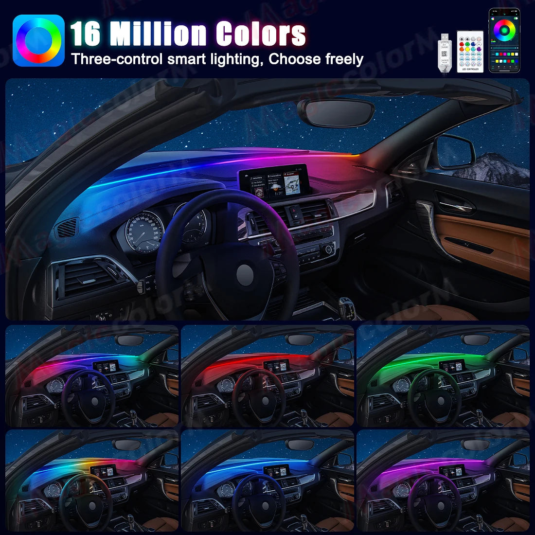 150CM Ambient Strip Acrylic Hidden Dashboard Front Windshield