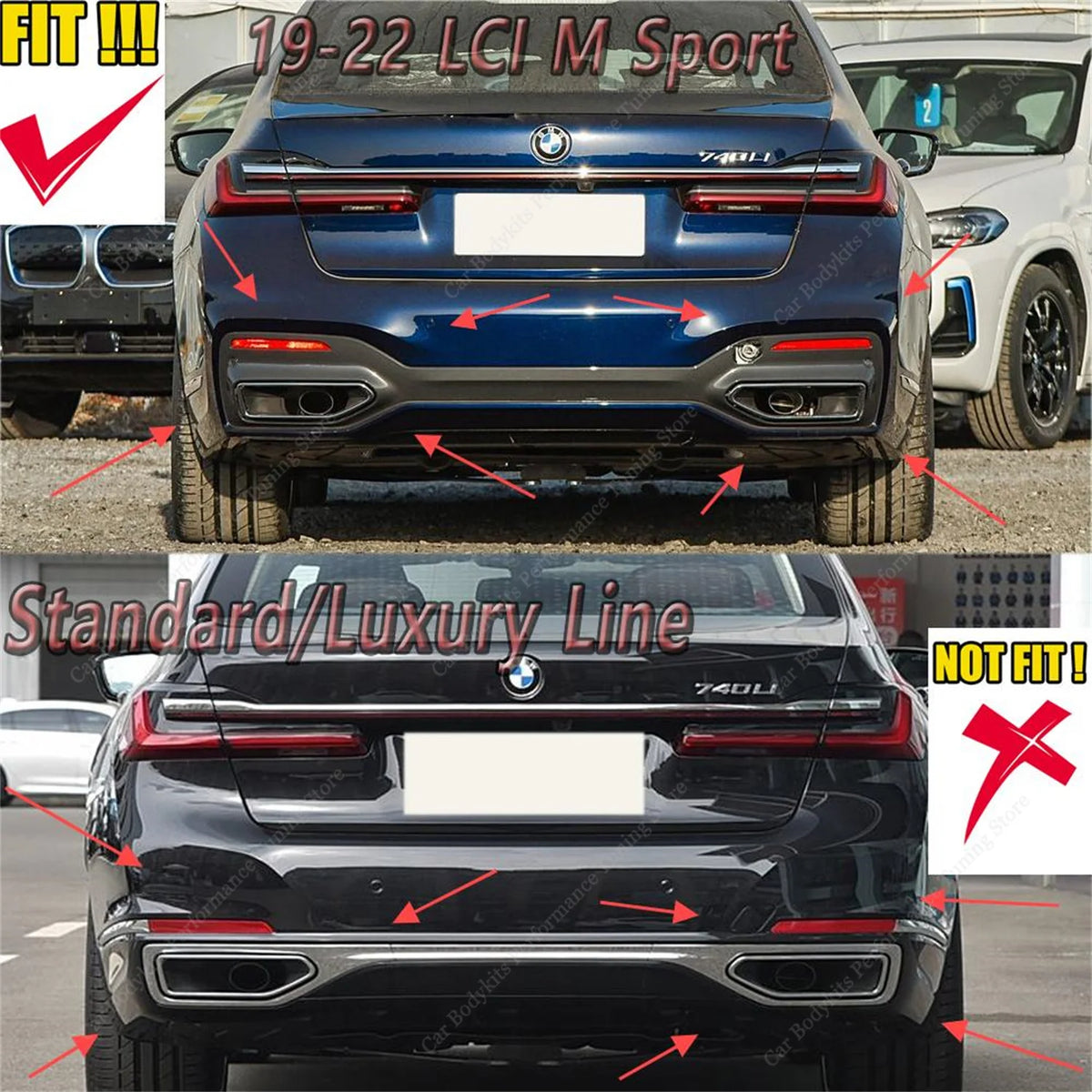 For BMW G11 G12 Lci M Sport Gloss Black Mp Rear Diffuser 730D
