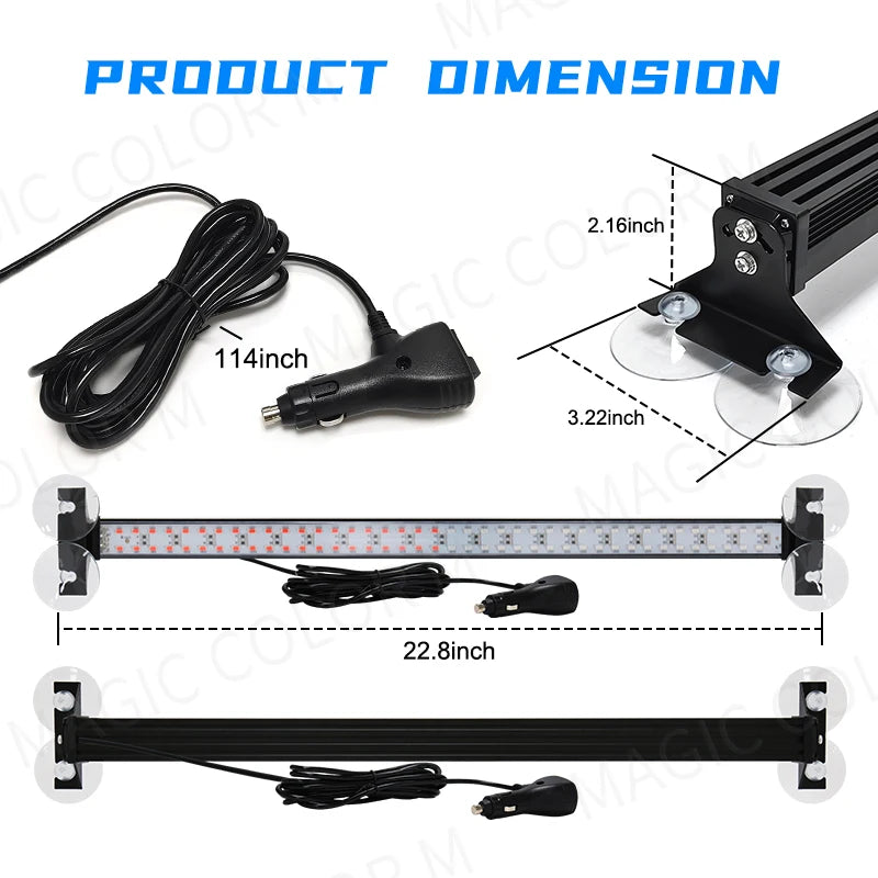 For Auto Strobe Truck Grill Warning Windshield Bar Traffic