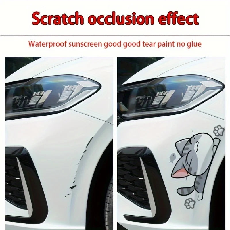 10PCS Cat Fish Stickers Wheel Brow Bumper Sticker Scratches