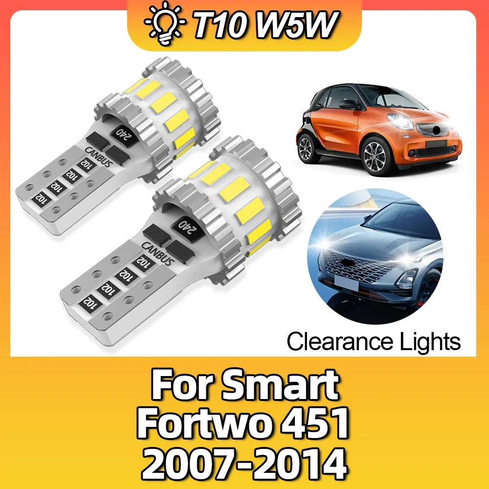 For Smart Fortwo 451 2007 2008 2PCS W5W T10 Canbus No Error