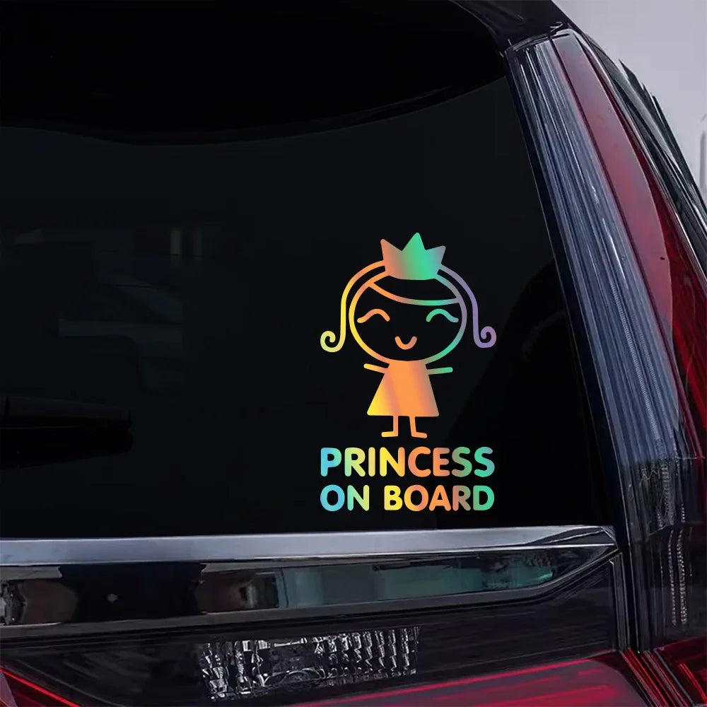 Sticker Smiling Girl Pattern Princess On Board Decal Driving