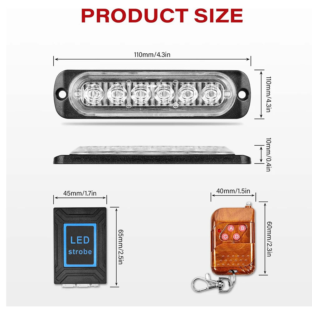 Amber Grille Strobe Flash Emergency Signal Vehicles Grid White