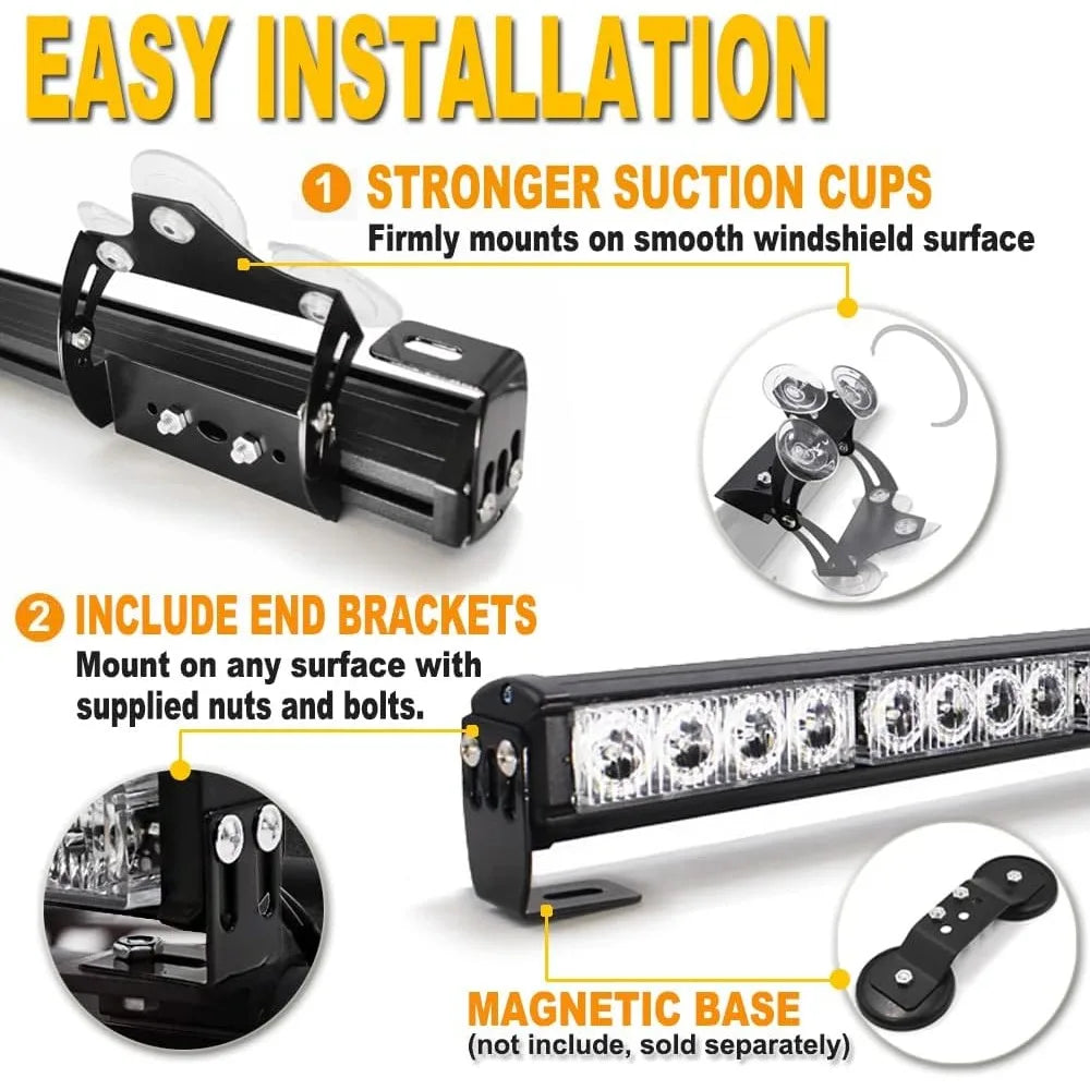 24 Blue Modes Emergency Warning Traffic Advisor Strobe Bar