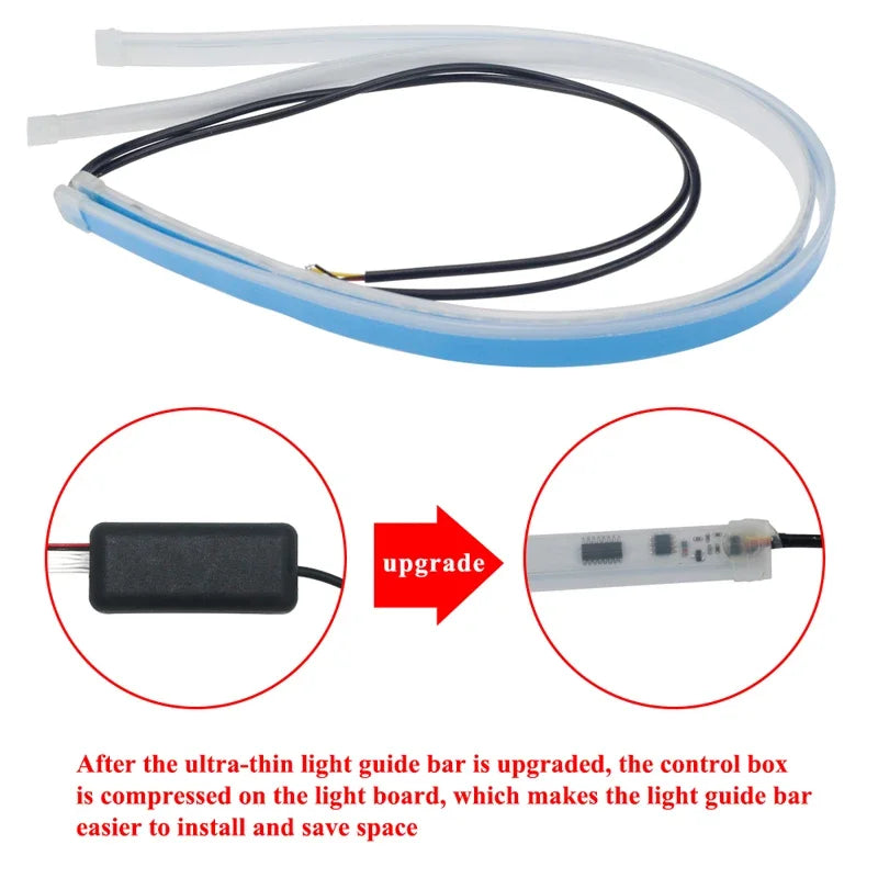 2PCS 60CM Drl Strip RGB Turn Signal Daytime Running