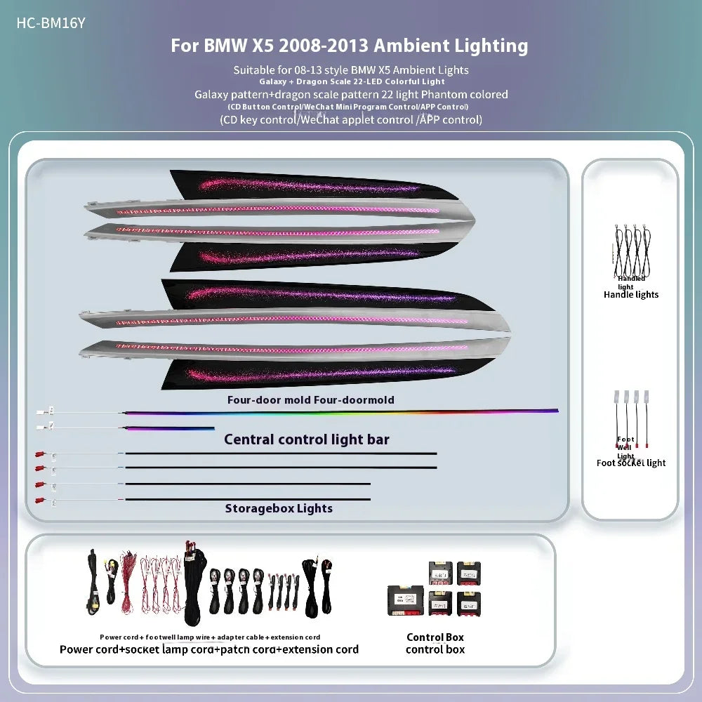 For BMW X5 2008-2013 Ambient Lights Dynamic pattern+dragon Scale